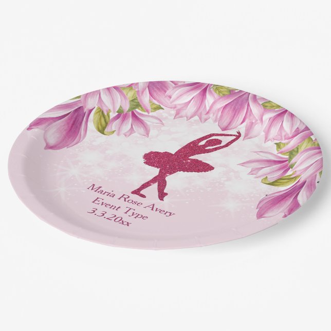Prato De Papel Ballerina Pink Birthday Personalizada (Inclinado)