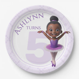 Prato De Papel Ballerina Roxa Personalizada para Aniversário de M