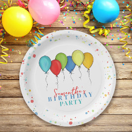 Prato De Papel Balões Coloridos de festa de aniversário