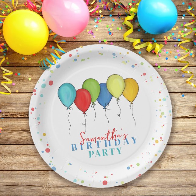 Prato De Papel Balões Coloridos de festa de aniversário (Criador carregado)