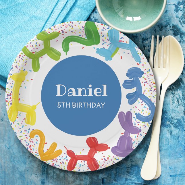 PRATO DE PAPEL BALÕES DE ANIMAIS DE ANIVERSÁRIO (Criador carregado)