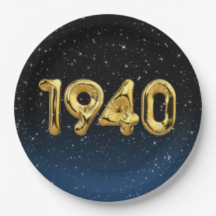 Prato De Papel Balões De Aniversário De 1940 Em Stars Paper Pla