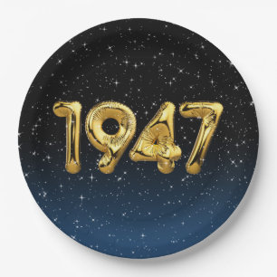 Prato De Papel Balões De Aniversário De 1947 Em Estrelas