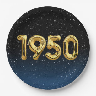 Prato De Papel Balões De Aniversário De 1950 Em Estrelas