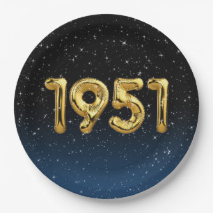 Prato De Papel Balões De Aniversário De 1951 Em Estrelas