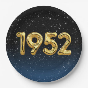 Prato De Papel Balões De Aniversário De 1952 Em Estrelas