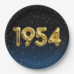 Prato De Papel Balões De Aniversário De 1954 Em Estrelas