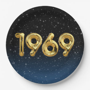 Prato De Papel Balões De Aniversário De 1969 Em Estrelas