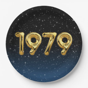 Prato De Papel Balões De Aniversário De 1979 Em Estrelas 