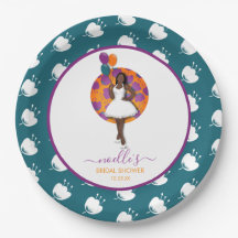 Balões de Chá de Panela de Noiva Negra Flores Azul