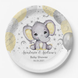 Prato De Papel Balões De Elefante De Chá de fraldas Amarelo Cujo
