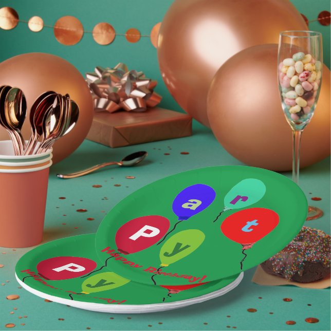 Prato De Papel Balões de festa de aniversário (Múltiplo)