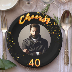 Prato De Papel Balões de ouro de aniversário de 40 anos
