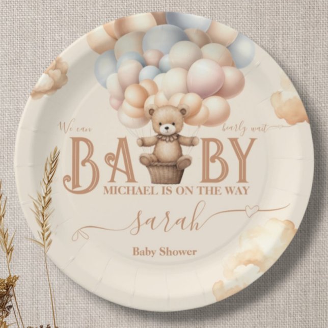 Prato De Papel Balões de Urso de Teddy Esperam Sexo Neutro (Criador carregado)