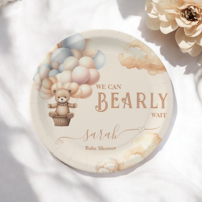 Prato De Papel Balões de Urso de Teddy Esperam Sexo Neutro (Criador carregado)