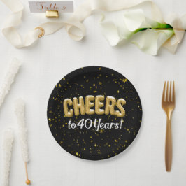 Prato De Papel Balões Dourados aplaudem 40 anos de aniversário de