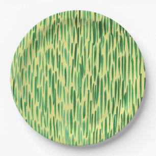 Prato De Papel Bamboo Tiki Green Watercolor Design