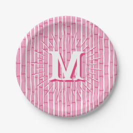 Prato De Papel Bambooey Faixa de Bambu em Rosa Personalizado