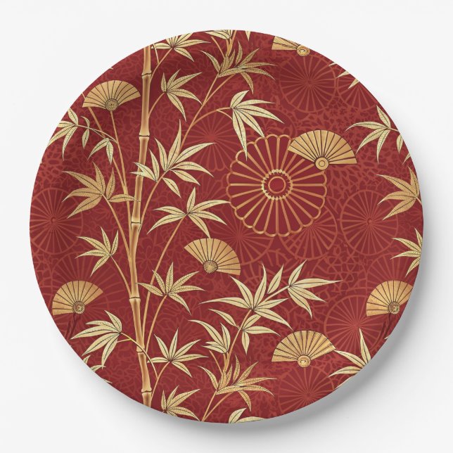 Prato De Papel Bambu Crimson East Asian (2) (Frente)