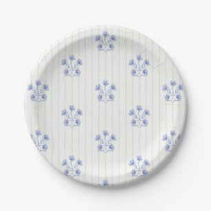 Prato De Papel Bandas de Flor Azul-Claro-Francesas