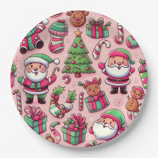 Prato De Papel Bandas de Natal (Frente)