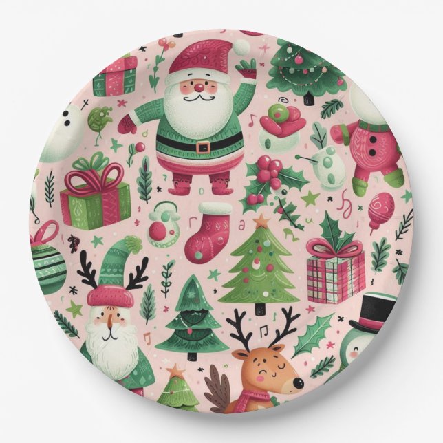 Prato De Papel Bandas de Natal (Frente)