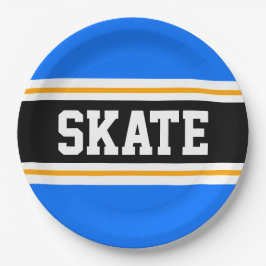 Prato De Papel Bandas de SKATE Amarelo-Preto, Azul Brilhante