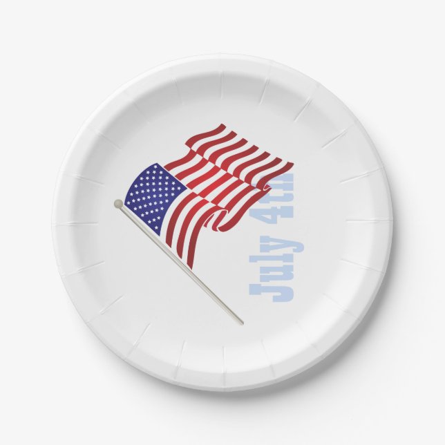Prato De Papel Bandeira Americana, 4 de julho, Placas de Papel (Frente)