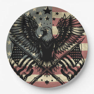 Prato De Papel Bandeira Americana Águia Careca Patriótica