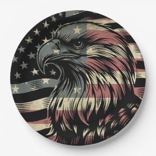 Prato De Papel Bandeira Americana Águia Careca Patriótica