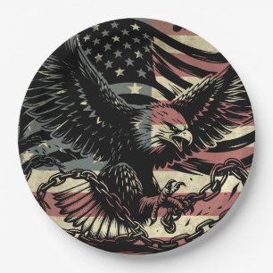 Prato De Papel Bandeira Americana Águia Careca Patriótica