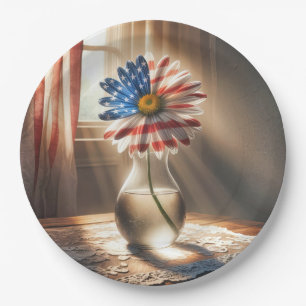 Prato De Papel Bandeira Americana Daisy Em Glass Vase
