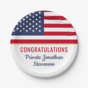 Prato De Papel Bandeira Americana do Exército Militar Patriótico