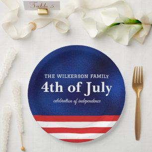 Prato De Papel Bandeira Americana no Dia da Folha Azul