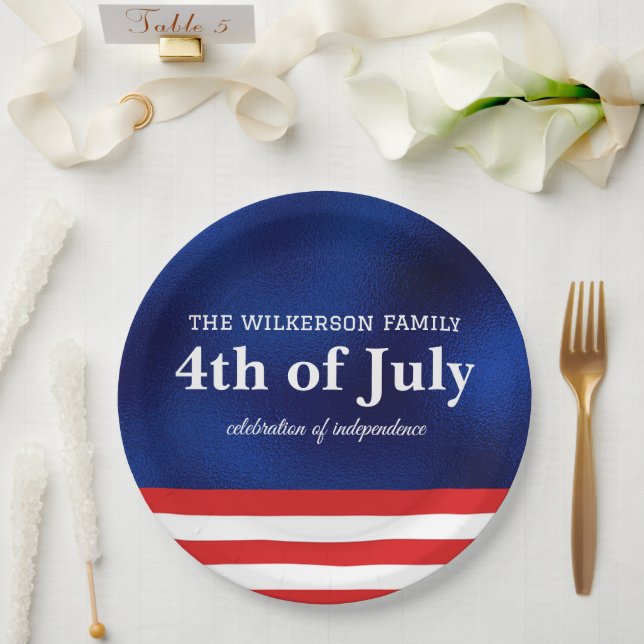 Prato De Papel Bandeira Americana no Dia da Folha Azul (Casamento)