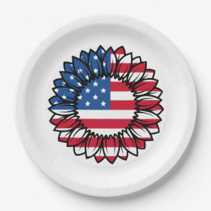 Prato De Papel Bandeira Americana Sunflower-32222