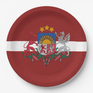 Prato De Papel Bandeira-casaco de armas da Letónia