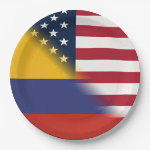 Prato De Papel Bandeira Colombiana Americana   Half Colombia USA