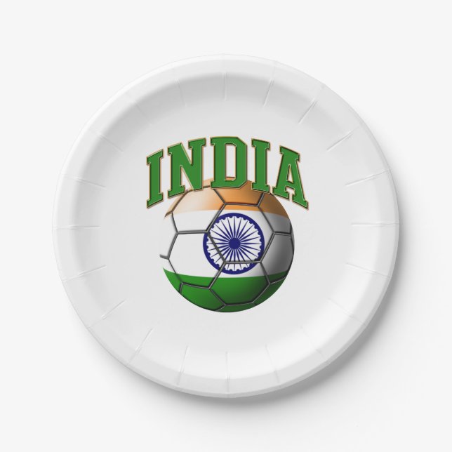 Prato De Papel Bandeira da bola de futebol de India (Frente)