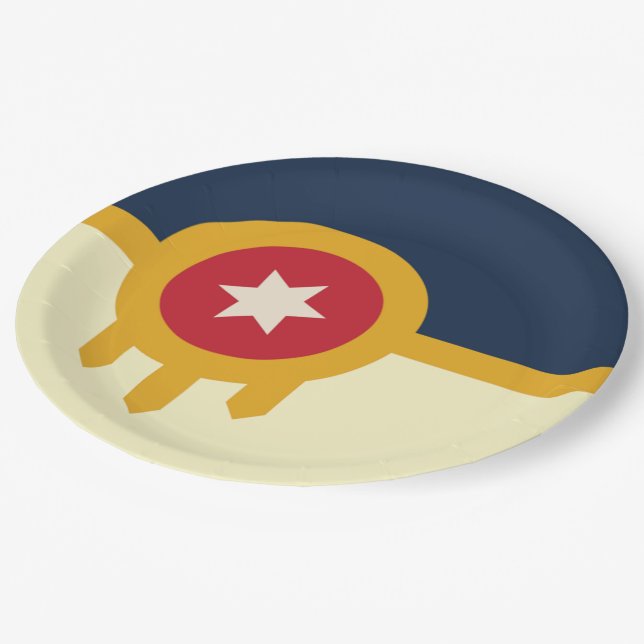 Prato De Papel Bandeira da cidade de Tulsa (Inclinado)