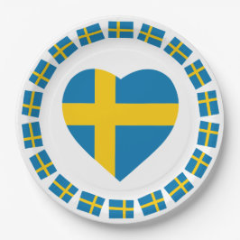 PRATO DE PAPEL BANDEIRA DA FORMA DO CORAÇÃO DA SUECIA