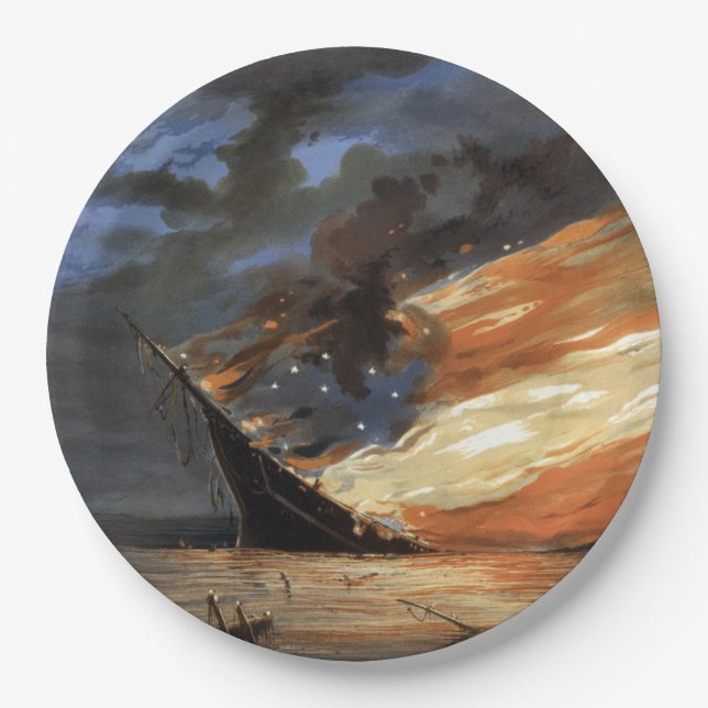 Prato De Papel Bandeira da Guerra Civil Rebelde no Fogo da bandei (Frente)