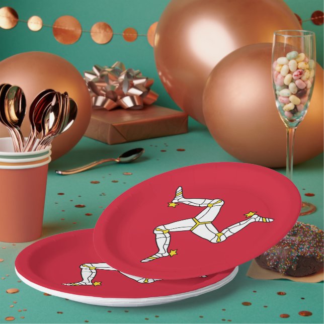 Prato De Papel Bandeira da Ilha de Man (Múltiplo)