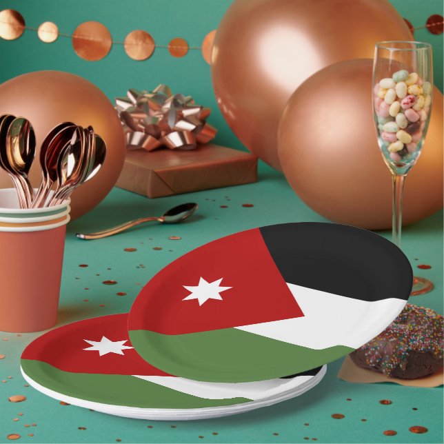 Prato De Papel Bandeira da Jordânia (Múltiplo)