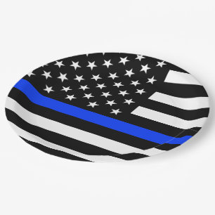 Prato De Papel Bandeira da Polícia Thin Blue Line