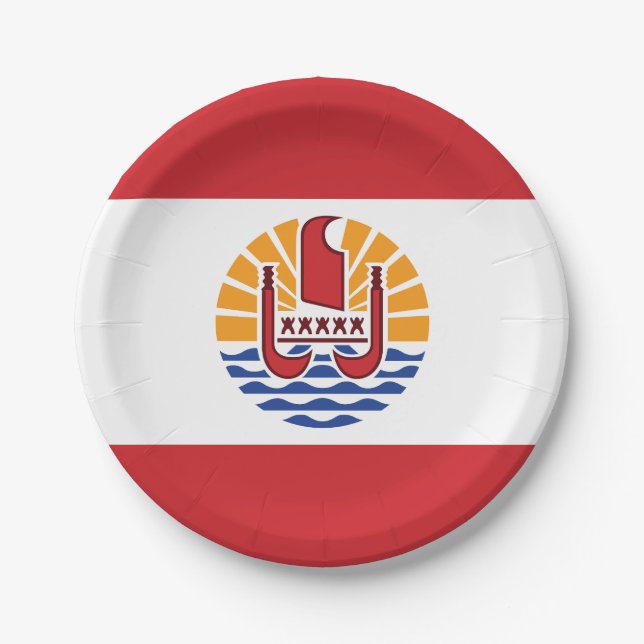 Prato De Papel Bandeira da Polinésia Francesa (Frente)