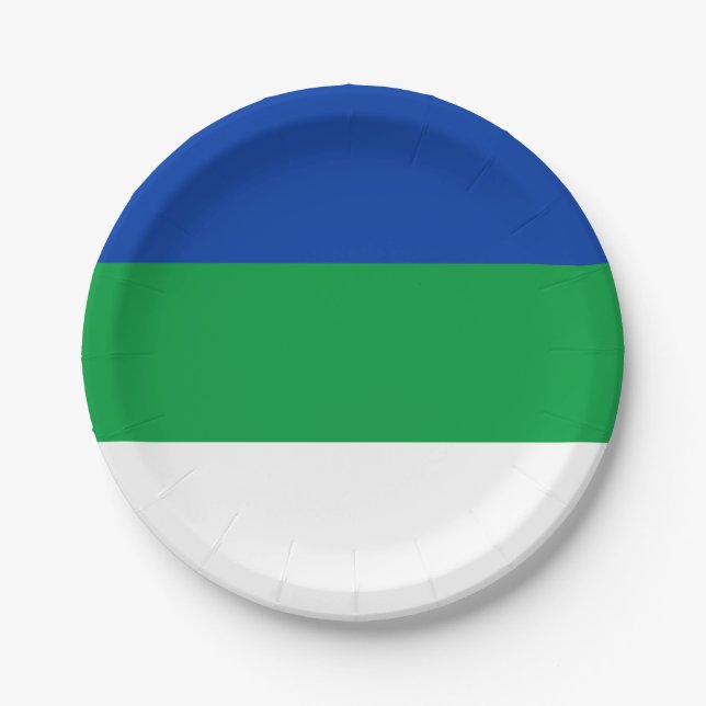 Prato De Papel Bandeira da República Komi (Frente)