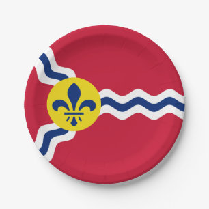 Prato De Papel Bandeira da Rua Louis, Missouri Paper Plate