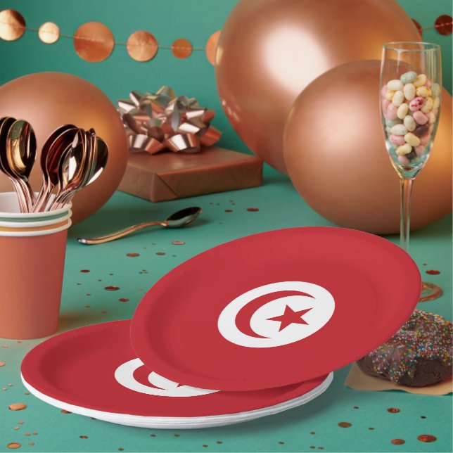 Prato De Papel Bandeira da Tunísia (Múltiplo)