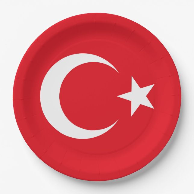 Prato De Papel Bandeira da Turquia (Frente)